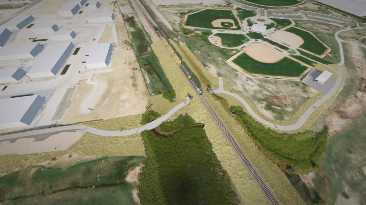 Above rendering shows an aerial view of the proposed improvements